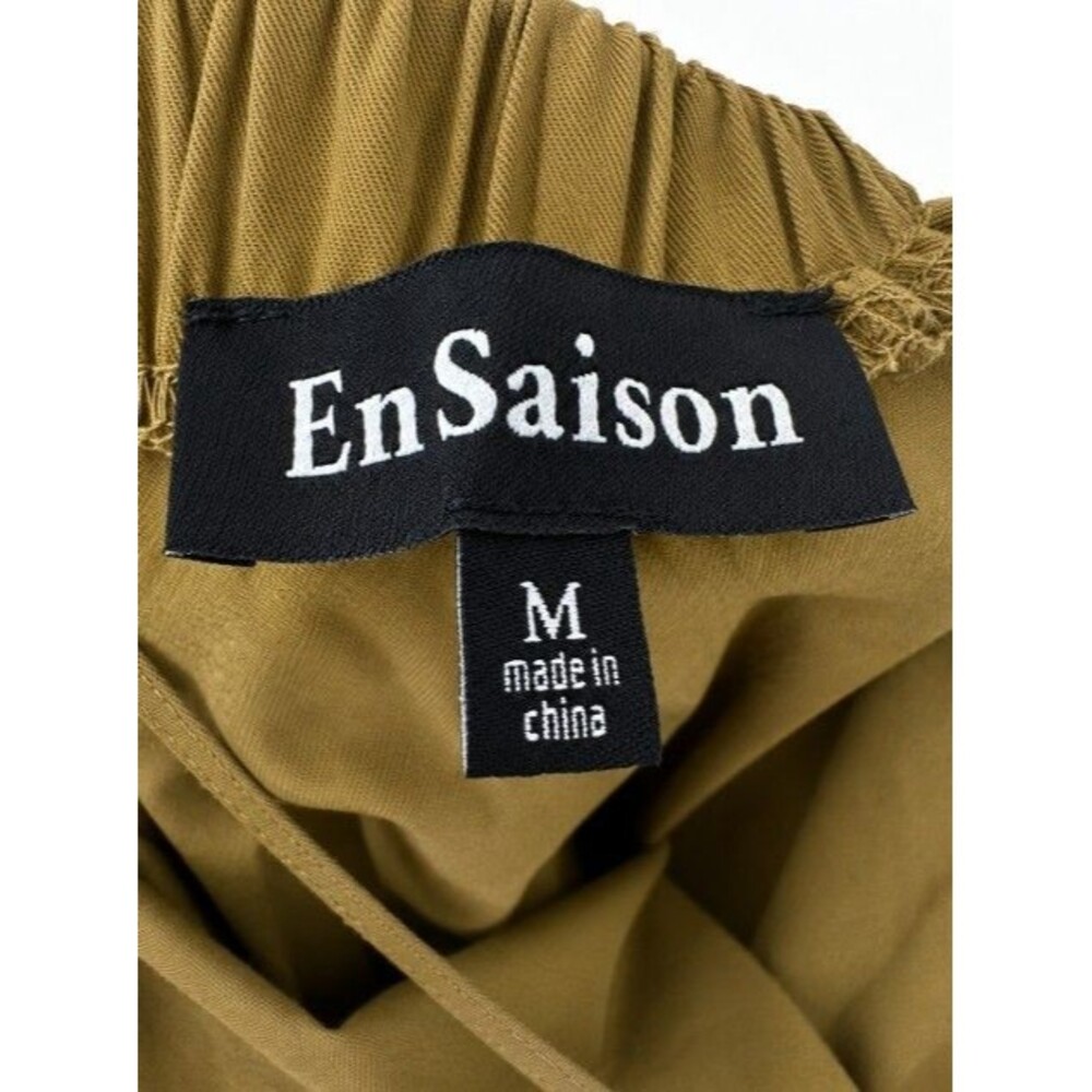 En Saison Hayley Flounced Maxi Dress Olive Eyelet Flutter Sleeve Size Medium - Picture 5 of 6